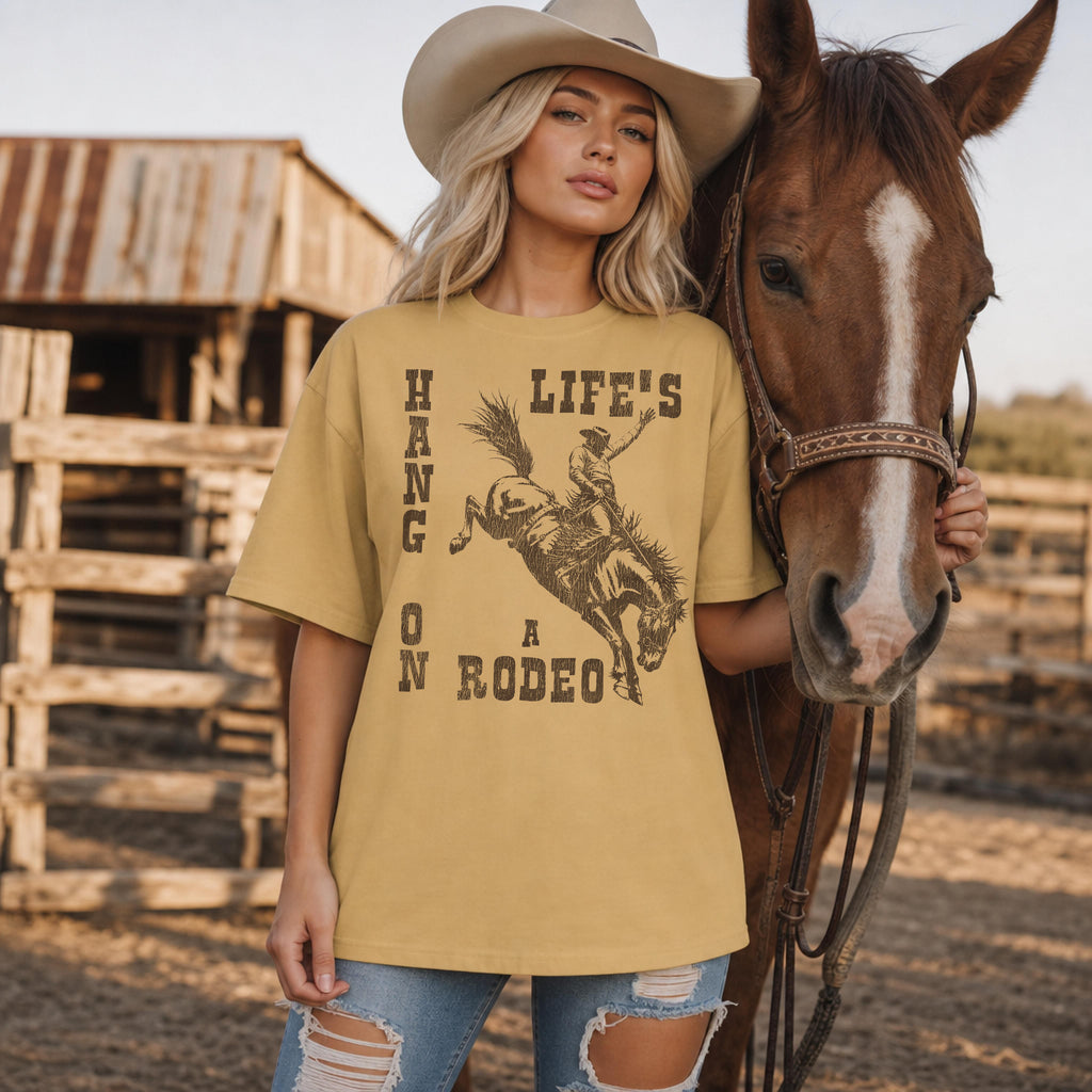 Hang On – Life's a Rodeo  | Vintage Western Tee