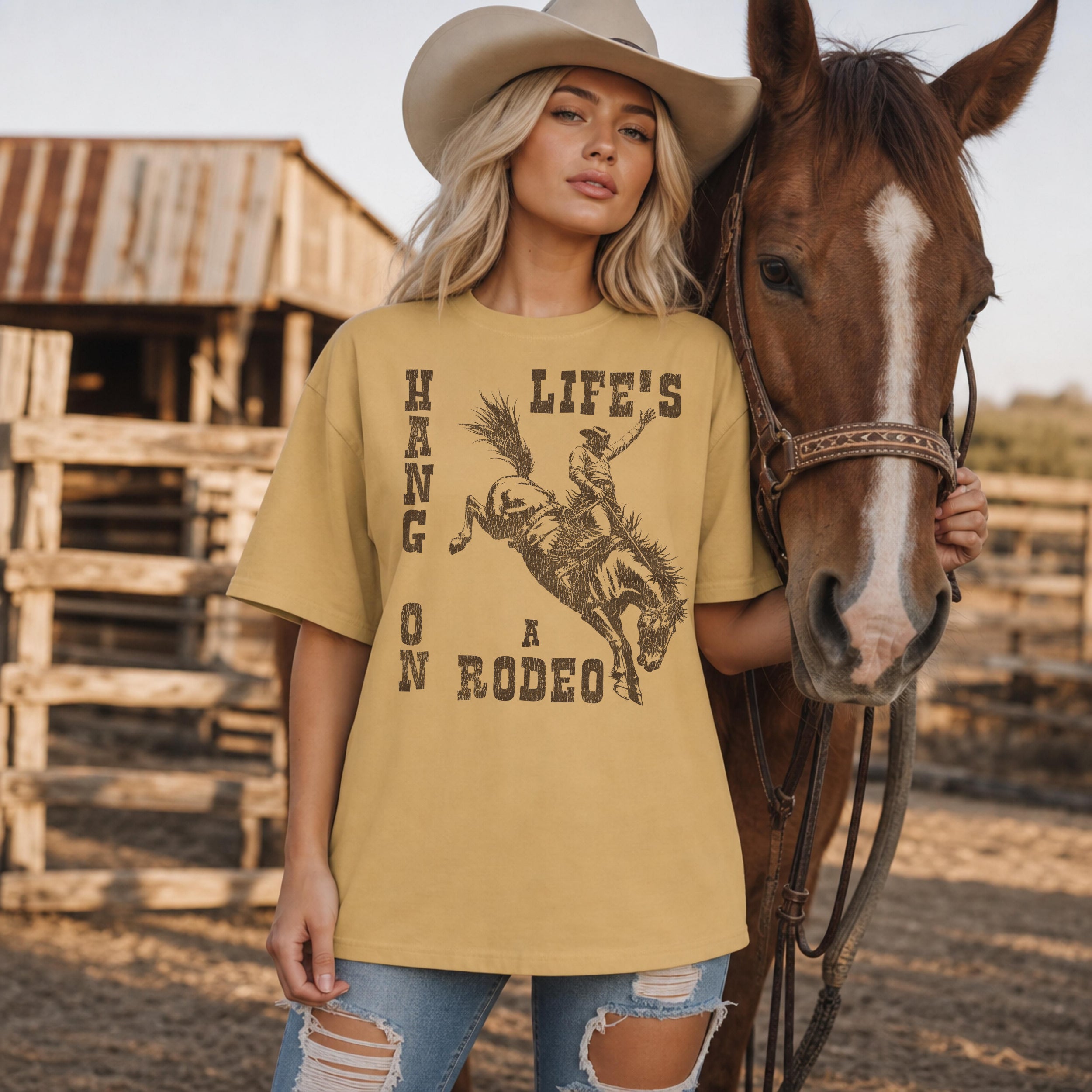 Hang On – Life's a Rodeo  | Vintage Western Tee